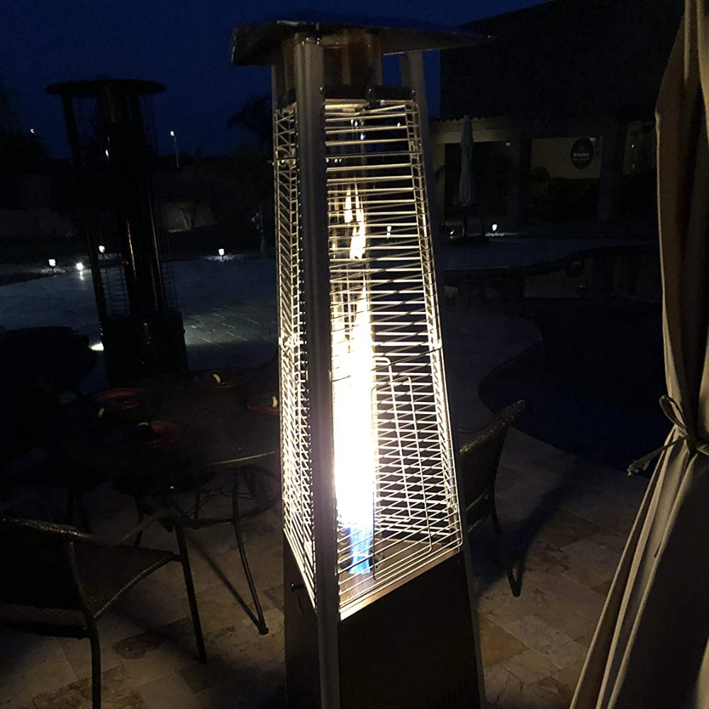Hiland Tall Outdoor Glass Tube Pyramid Propane Gas Patio Heater 70"