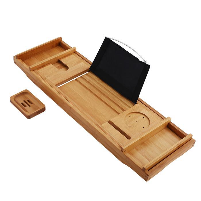 Large Spacious Bamboo Bathtub Caddy Tray