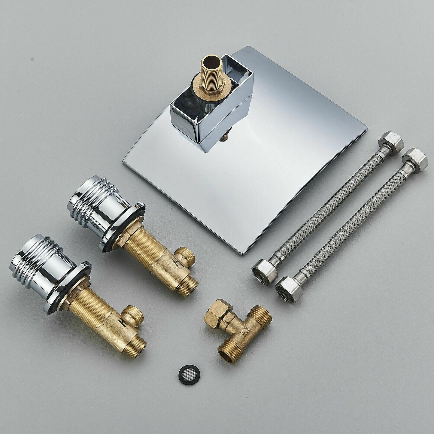 LED Widespread Waterfall Bathroom Sink Faucet 8"