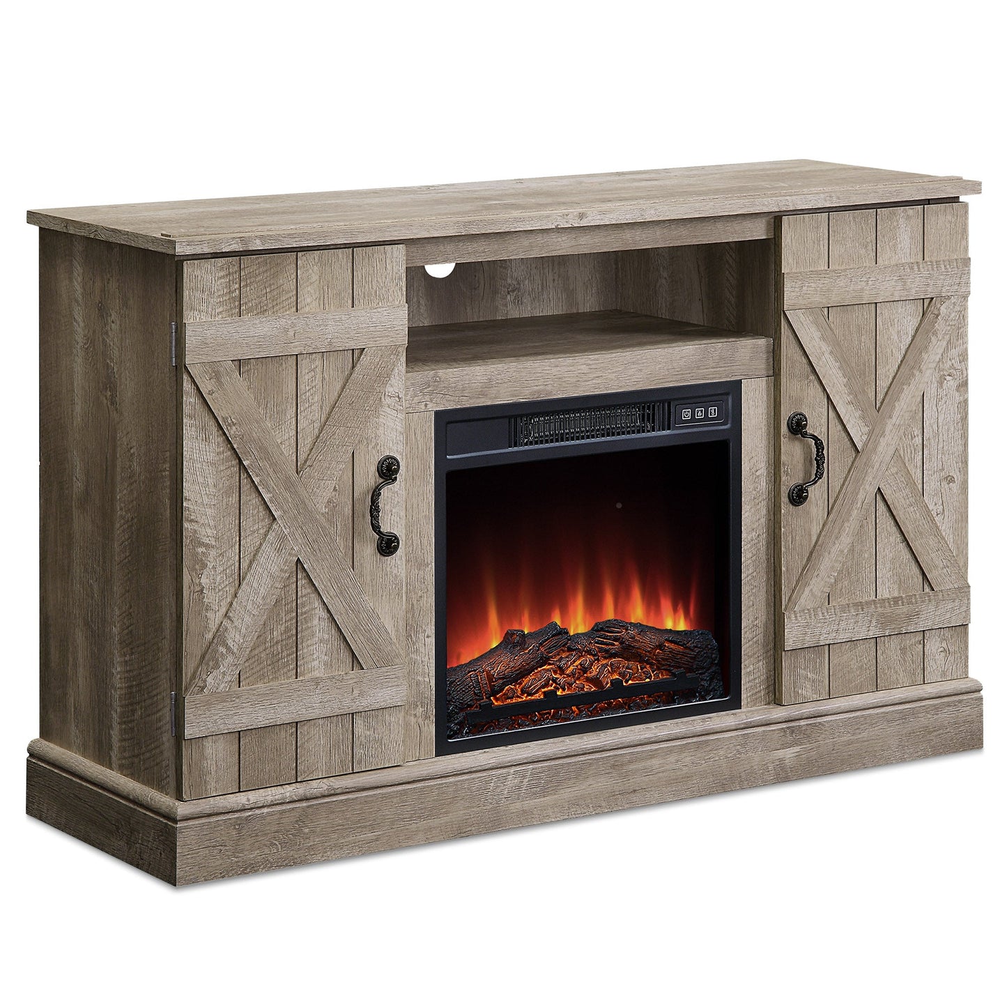 Modern Wooden Electric Fireplace Farmhouse Entertainment TV Stand 47"