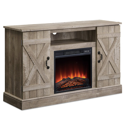 Modern Wooden Electric Fireplace Farmhouse Entertainment TV Stand 47"