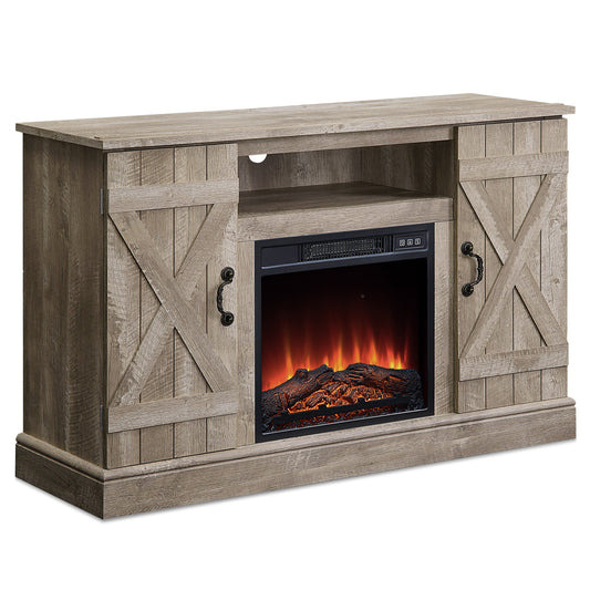 Modern Wooden Electric Fireplace Farmhouse Entertainment TV Stand 47"
