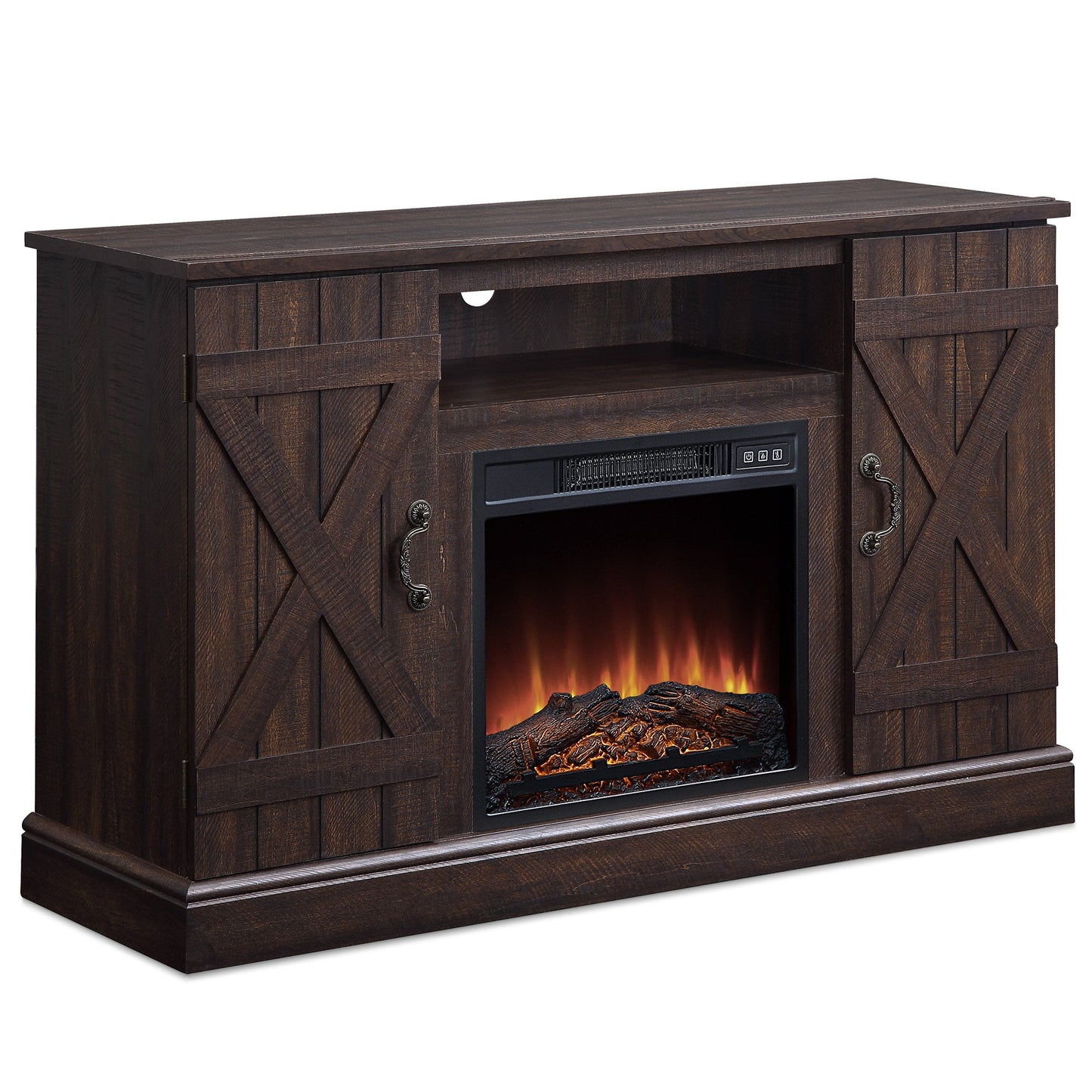 Modern Wooden Electric Fireplace Farmhouse Entertainment TV Stand 47"