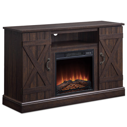 Modern Wooden Electric Fireplace Farmhouse Entertainment TV Stand 47"