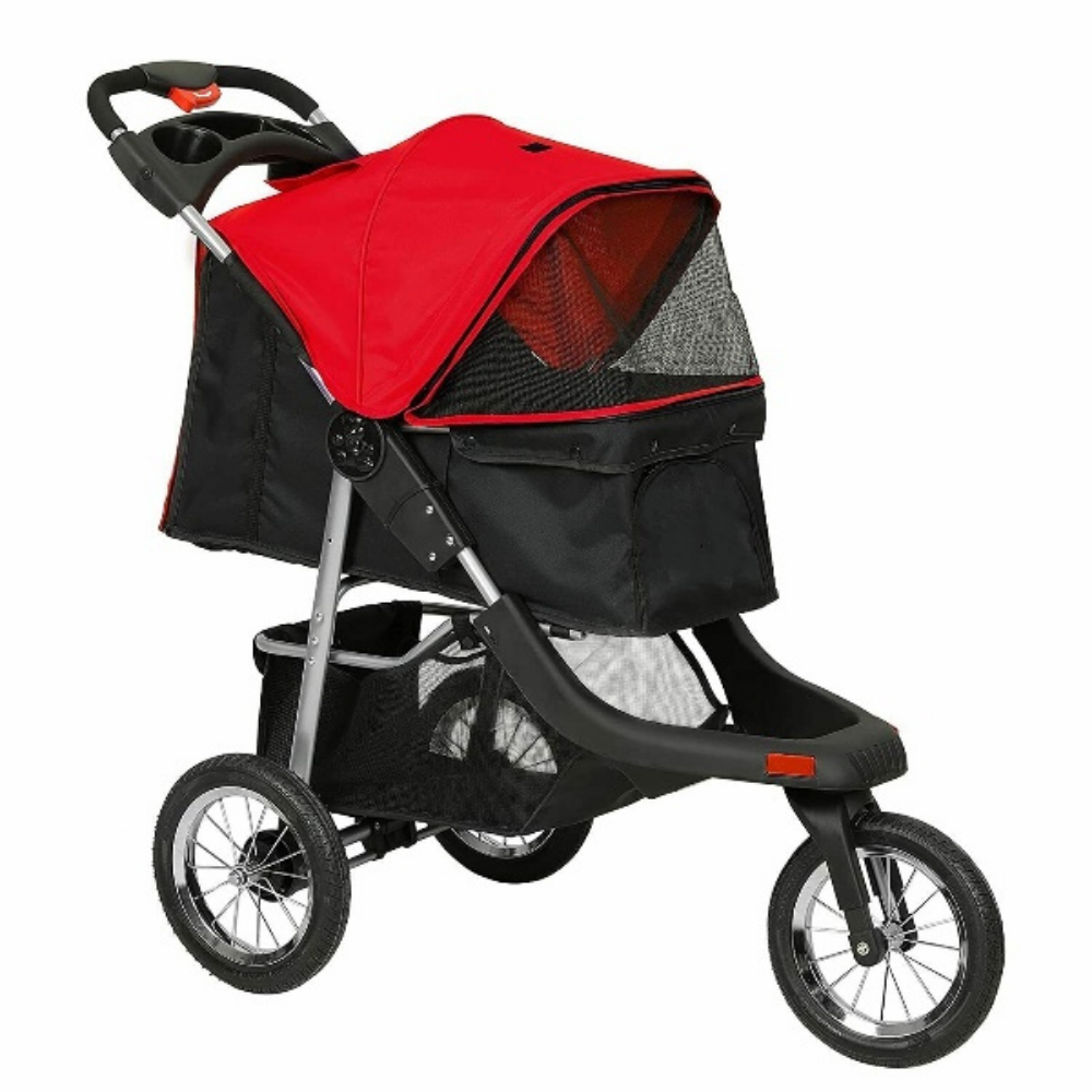 Large Portable 3 Wheeled Dog Jogging Stroller Carriage