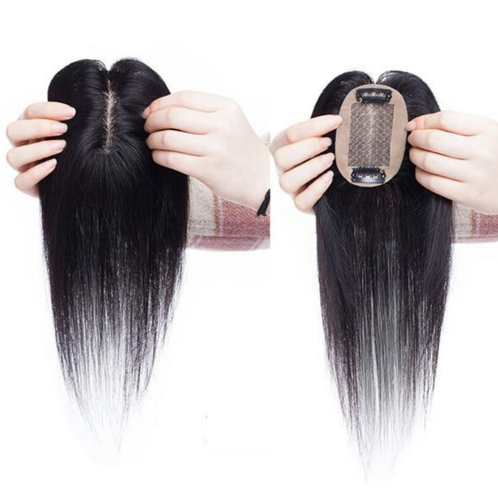 Human Hair Clip On Hair Topper Pieces For Women.