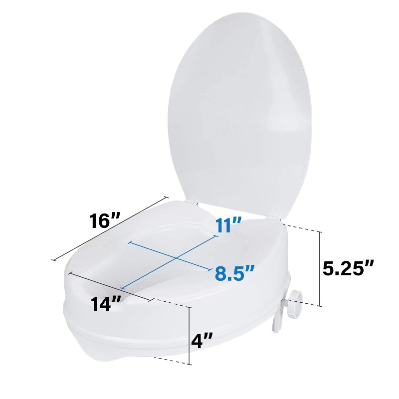 Clamp On Raised Handicap Toilet Seat Riser 4"