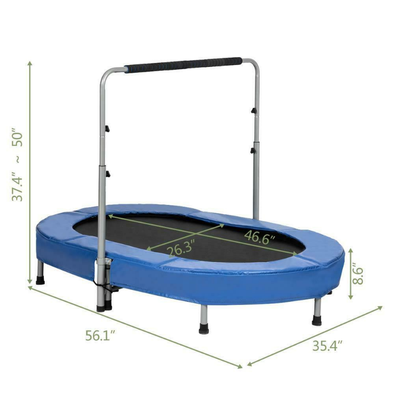 Small Foldable Fitness Workout Exercise Trampoline With Handlebar 56"