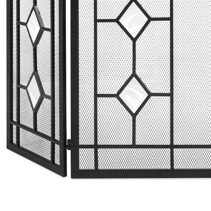 Modern Decorative Black Fireplace Screen Door 3 Panel