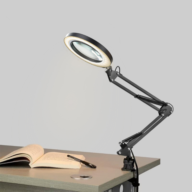 Flexible LED Lighted Magnifying Desk Glass Lamp