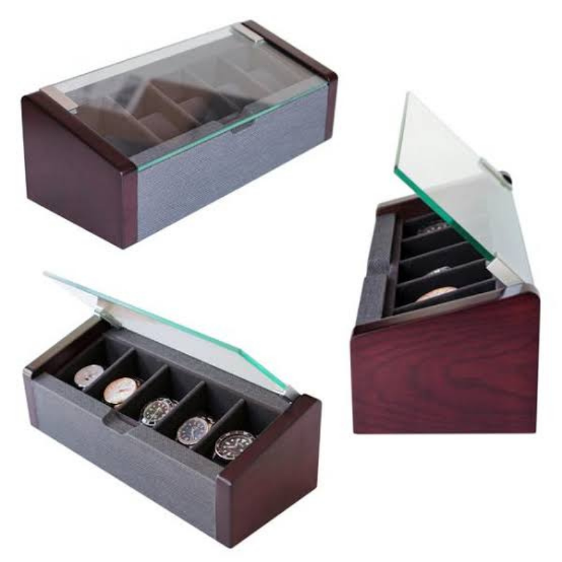 Premium Modern Luxury Watch Holder Display Box With Glass Top