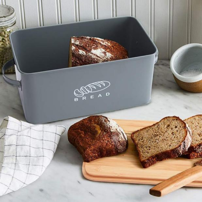 Premium Large Black Metal Bread Holder Storage Box