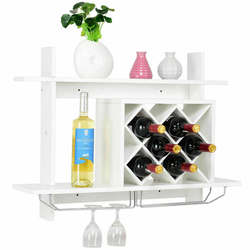 Premium Wooden Wall Mounted Wine Glass Holder Shelf Rack