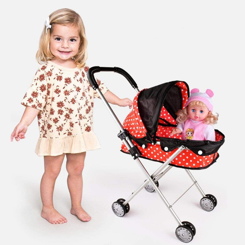 Lightweight Baby Doll Toy Stroller Carriage Red