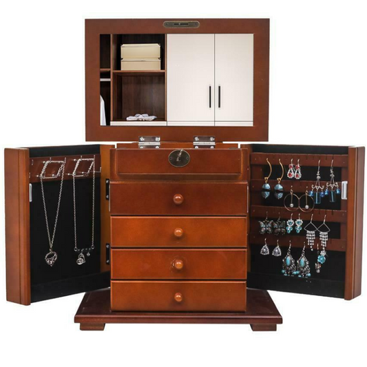 Premium Large Standing Jewelry Mirror Armoire Box