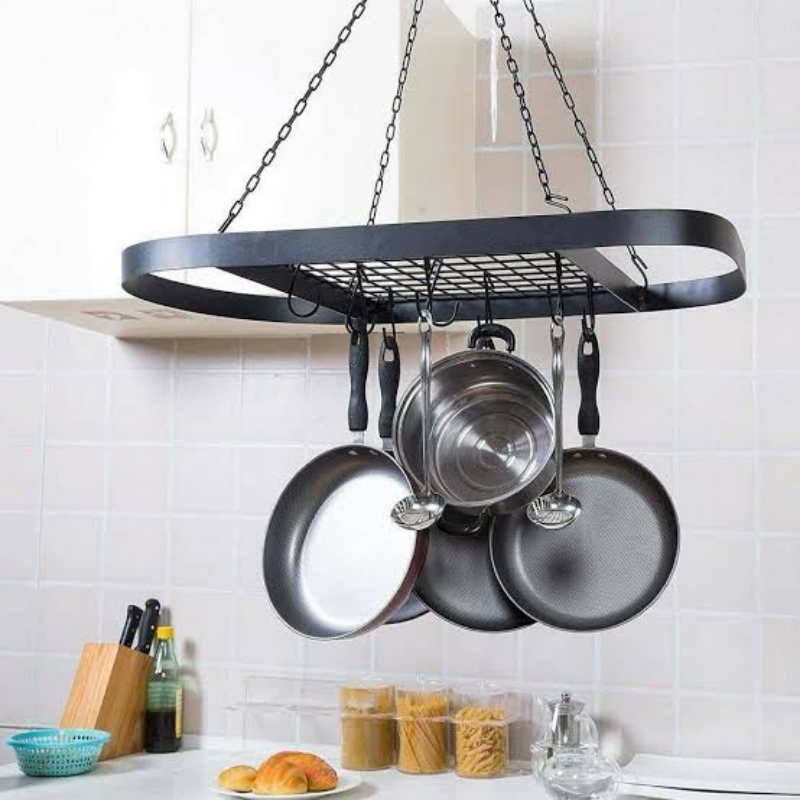 Ceiling Hanging Pots And Pans Organizer Rack 24"