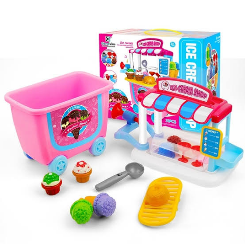 Kids Play Food And Ice Cream Truck Toy Cart