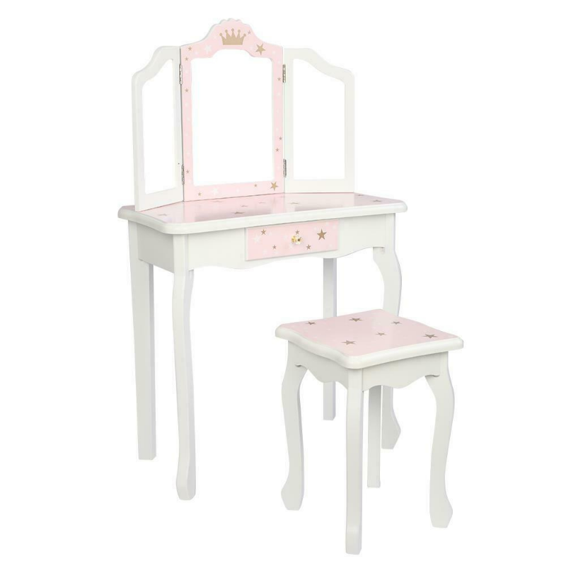 Girls Pretend Play Makeup Vanity Table Set