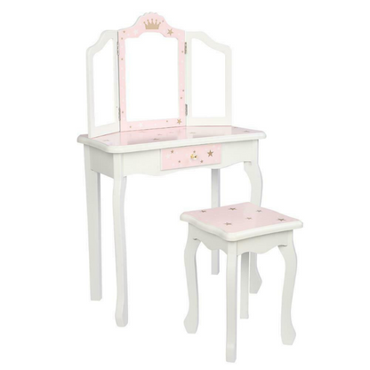 Girls Pretend Play Makeup Vanity Table Set