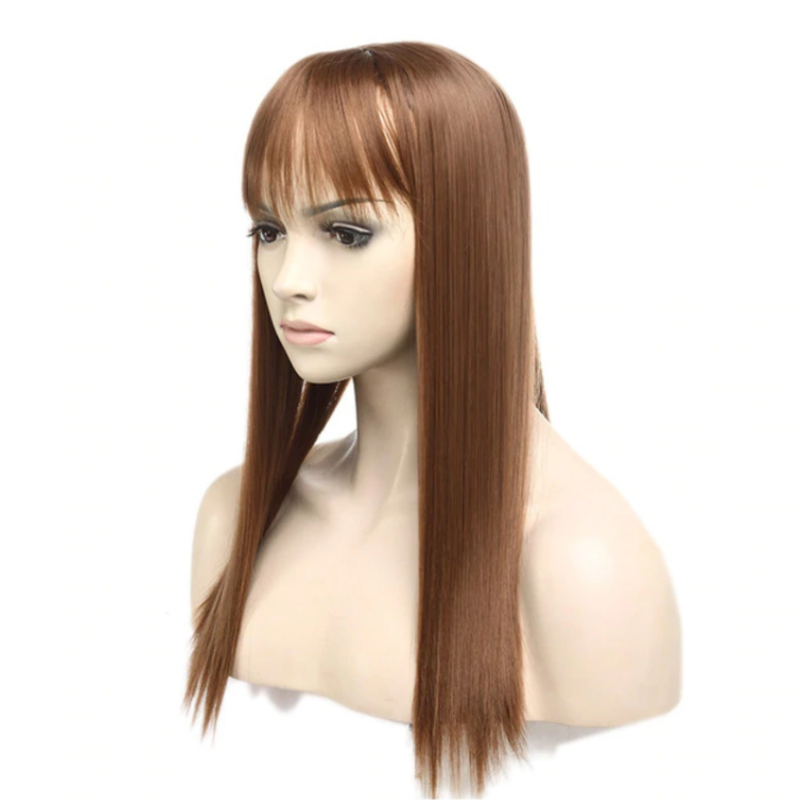 Women's Natural Synthetic Clip On Hair Topper With Bangs.