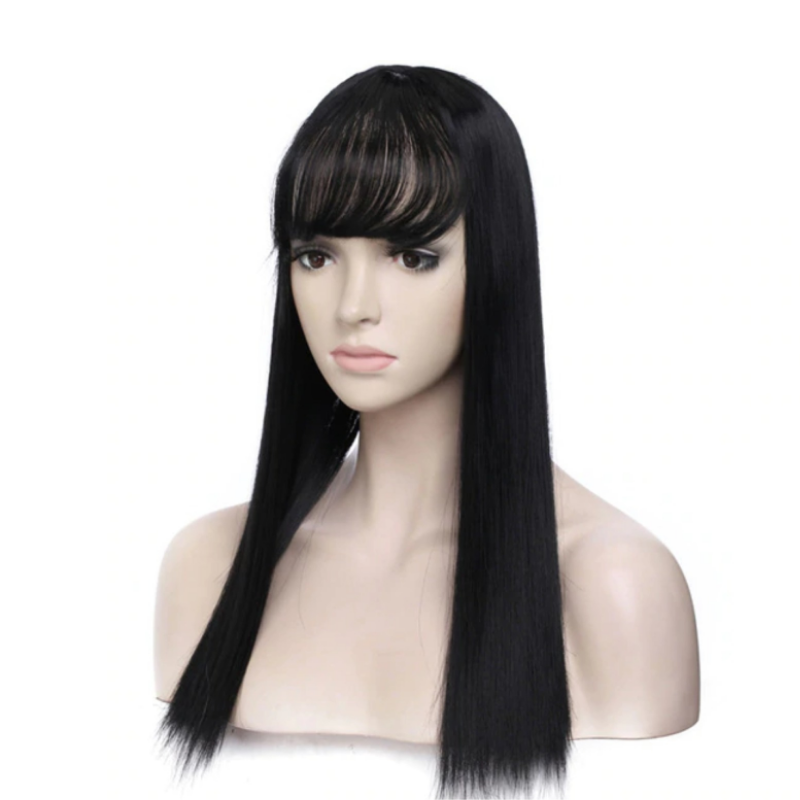 Women's Natural Synthetic Clip On Hair Topper With Bangs.