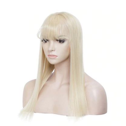 Women's Natural Synthetic Clip On Hair Topper With Bangs.