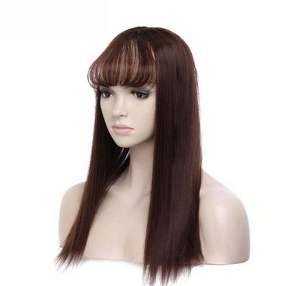 Women's Natural Synthetic Clip On Hair Topper With Bangs.