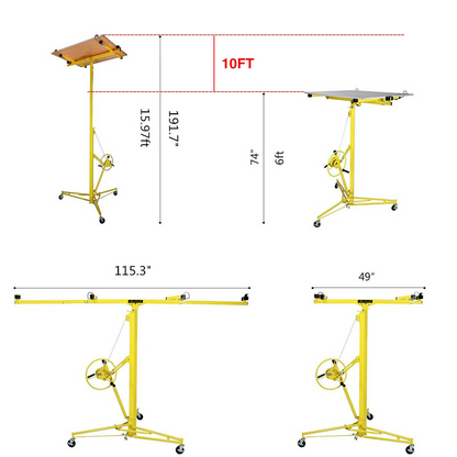 Premium Drywall Ceiling Panel Sheetrock Hoist Lift 16FT