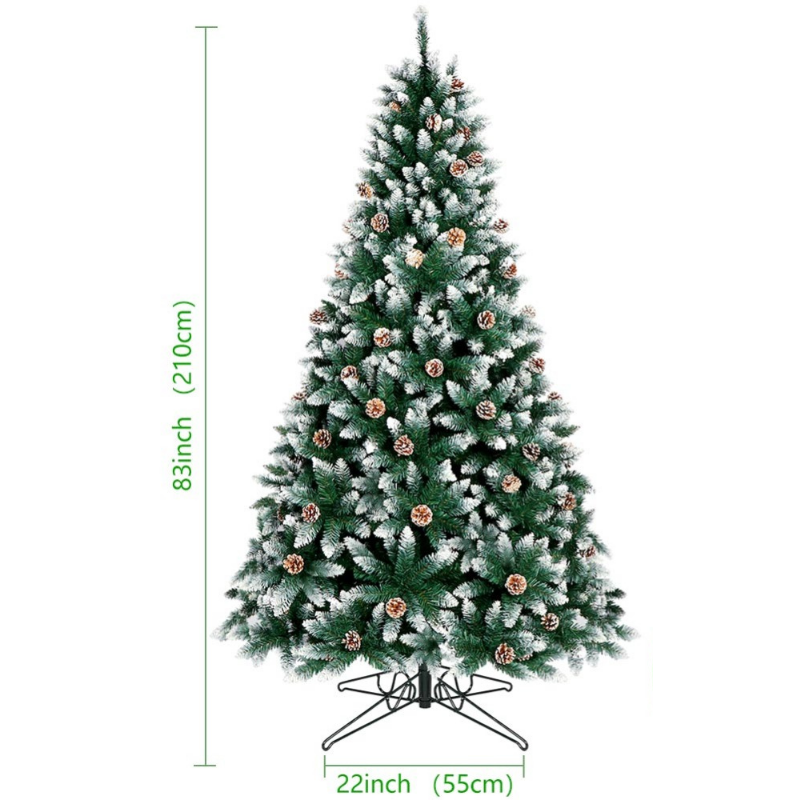 Artificial Decorated Pre Lit 7 Ft Christmas Tree With Pine Cones