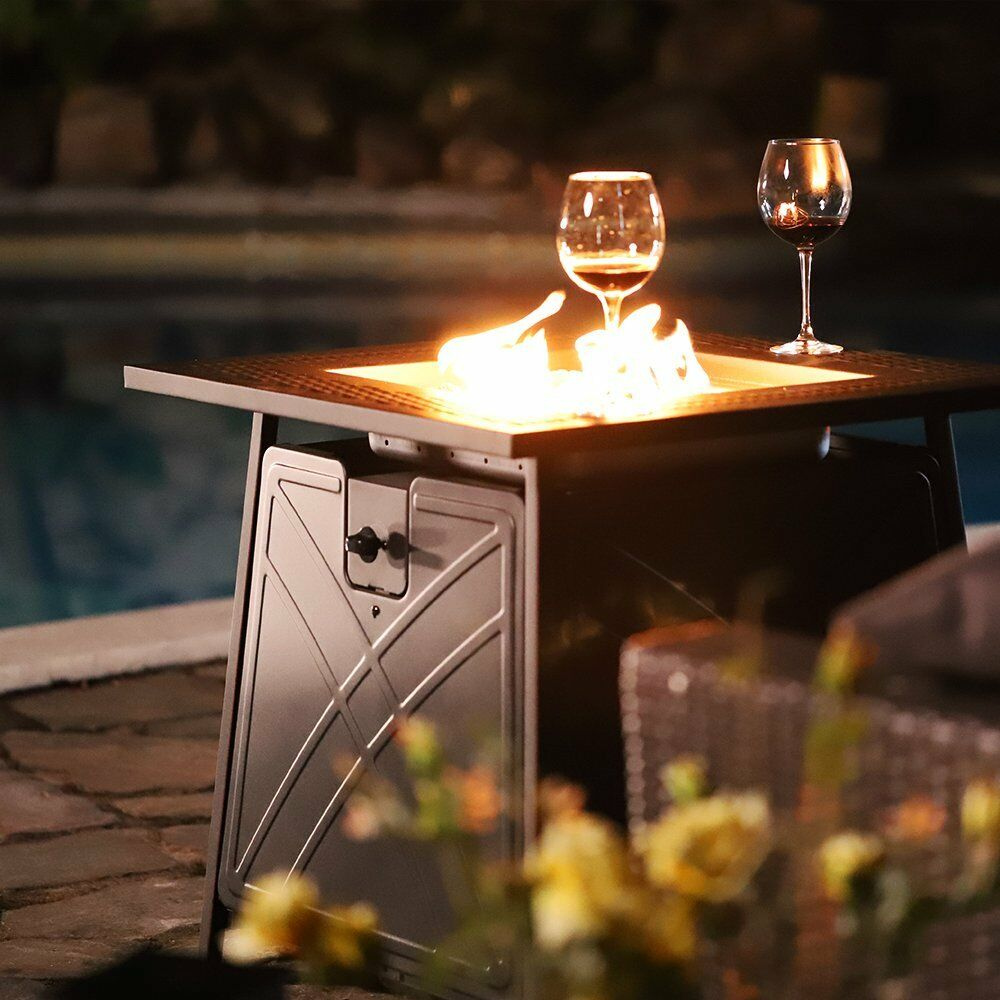 Modern Freestanding Outdoor Propane Patio Firepit Table