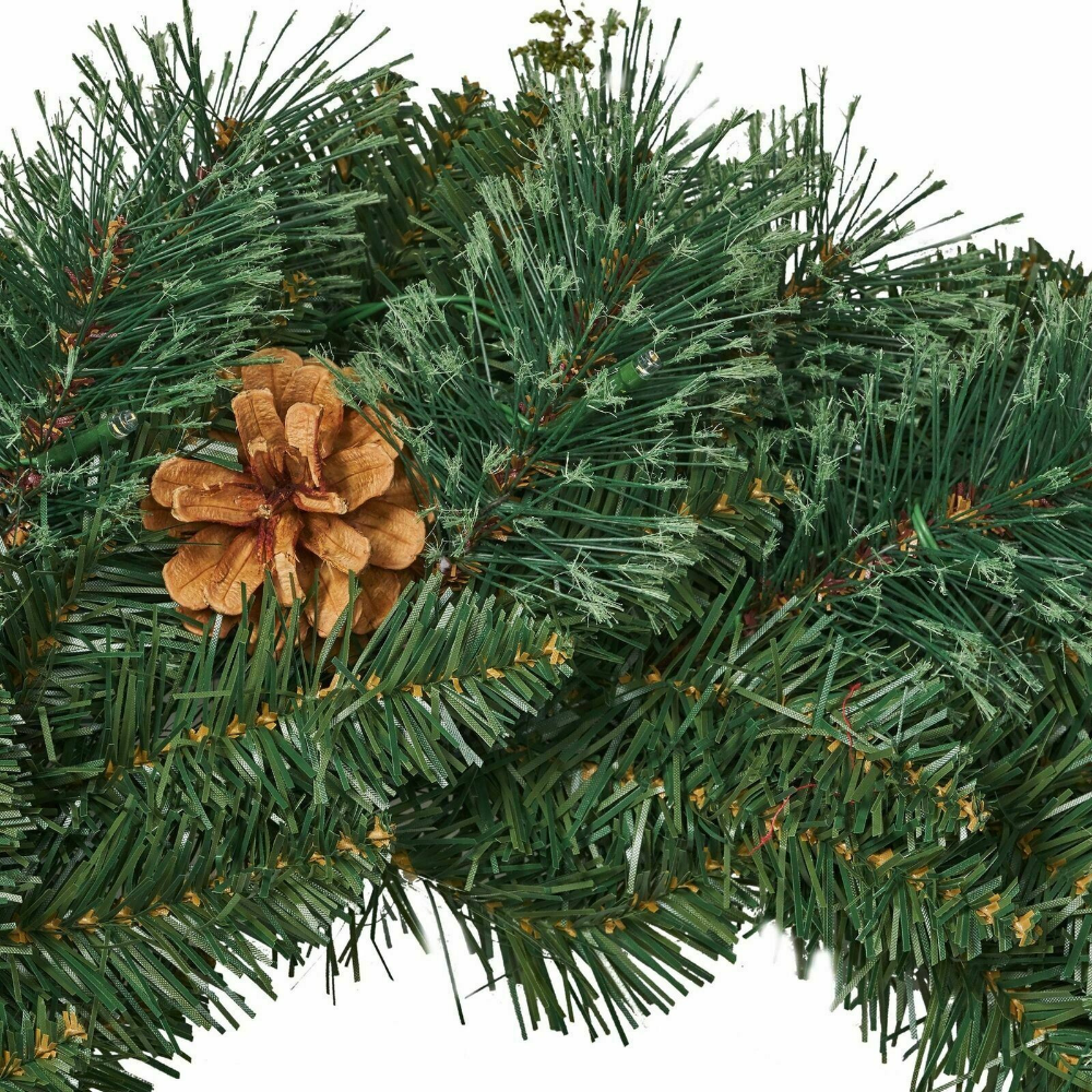 Decorative Pre-Lighted Pine Christmas Wreath 24 in