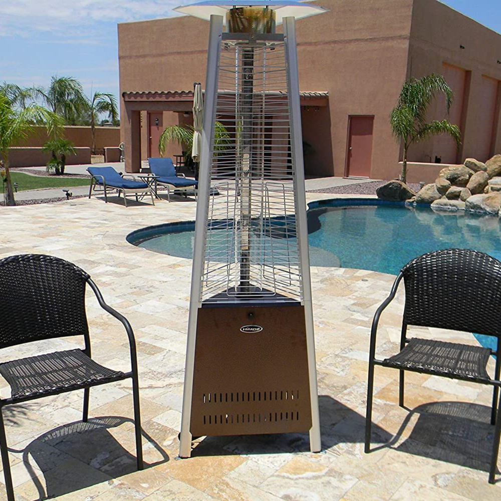 Hiland Tall Outdoor Glass Tube Pyramid Propane Gas Patio Heater 70"