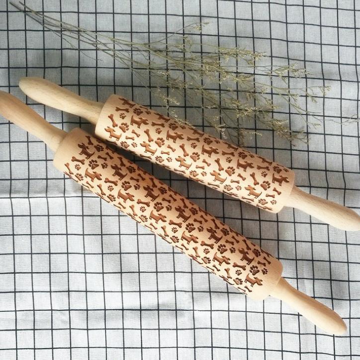 Decorative Holiday Embossed Christmas Rolling Pin