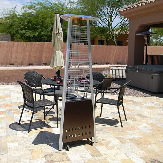 Hiland Tall Outdoor Glass Tube Pyramid Propane Gas Patio Heater 70"