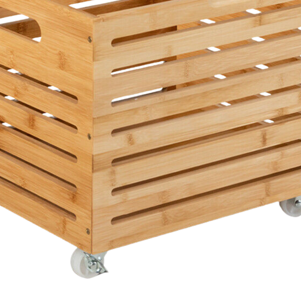 Portable Rolling Large Wooden Toy Storage Chest Box