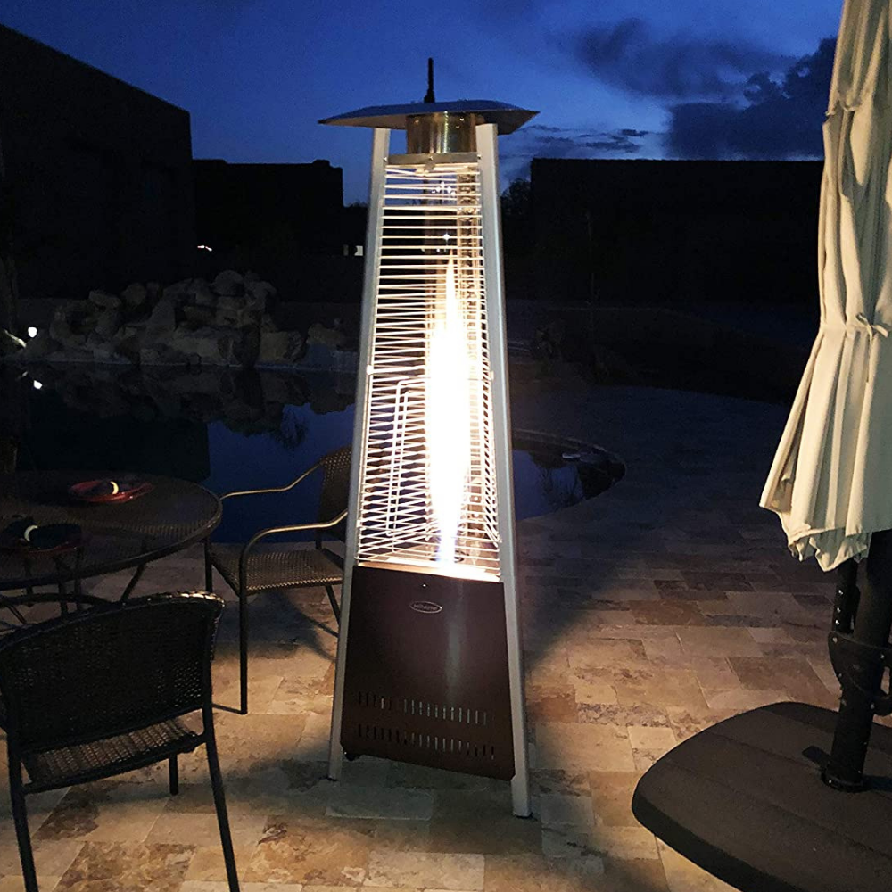 Hiland Tall Outdoor Glass Tube Pyramid Propane Gas Patio Heater 70"