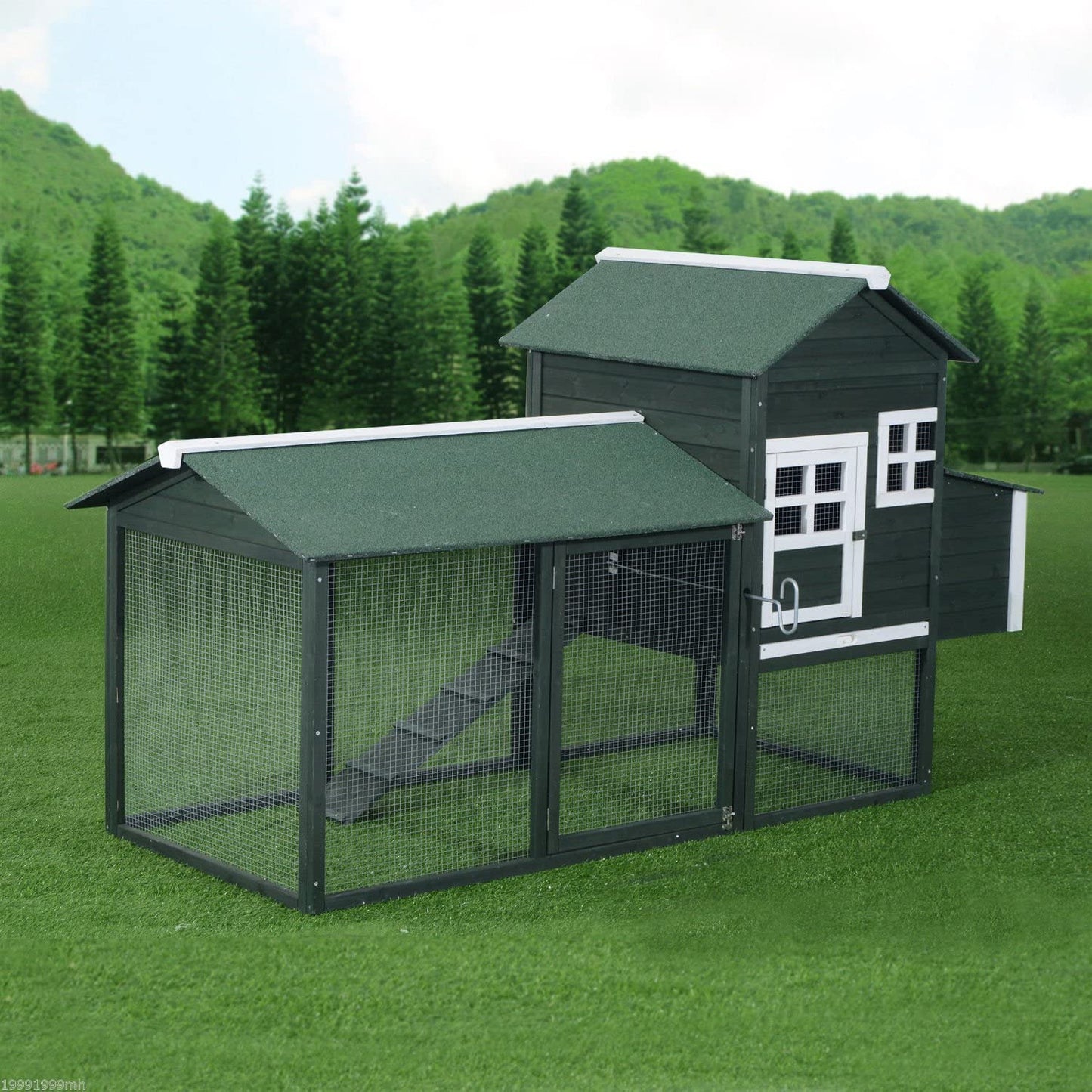 Large Spacious Portable Wooden Backyard Chicken Coop 84"