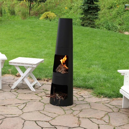 Modern Wood Burning Compact Outdoor Steel Chiminea Fire Pit