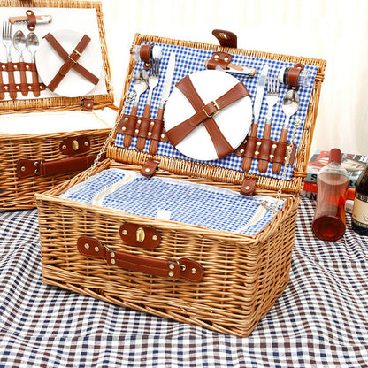 Large Insulated Wicker Picnic Basket Set