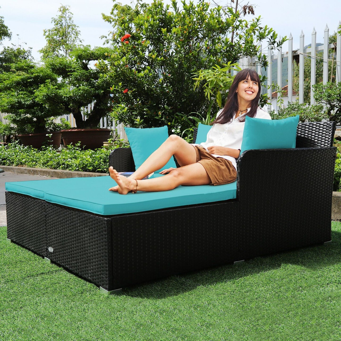 Large Modern Outdoor Patio Furniture Cushioned Daybed