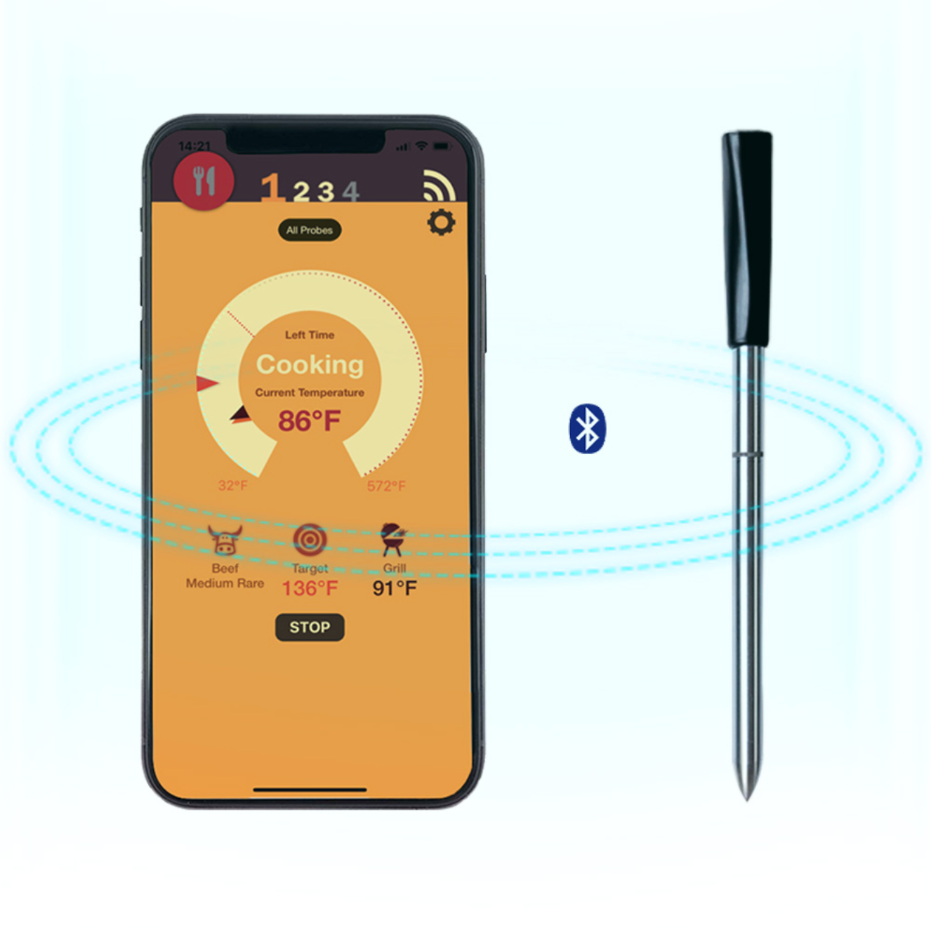 Wireless Digital Bluetooth Meat BBQ Thermometer