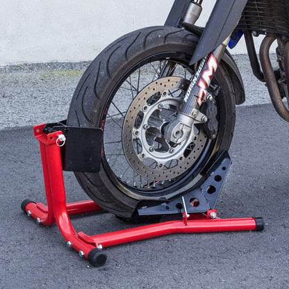 Heavy Duty Upright Motorcycle Front / Rear Wheel Chock Stand