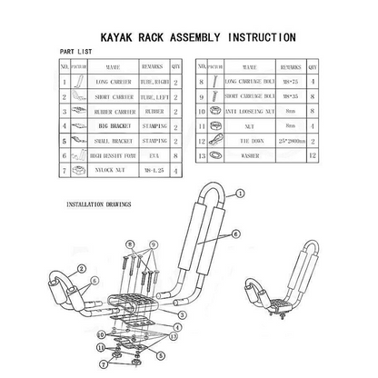 Heavy Duty Kayak Car Roof Carrier Rack