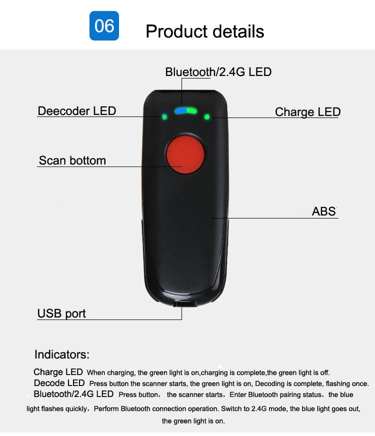 Handheld Bluetooth Barcode QR Scanner