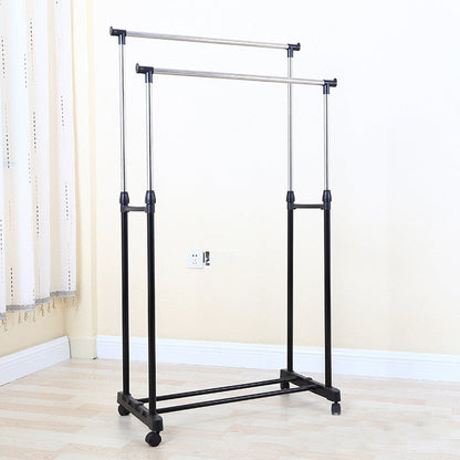 Heavy Duty Double Rail Portable Rolling Clothes Hanger Rack