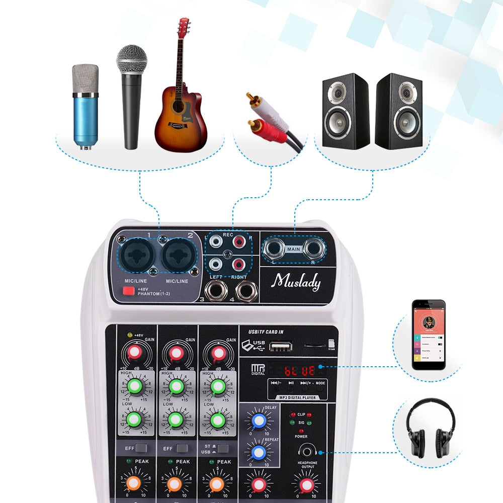 Small Audio Sound Digital USB Mixer 48V