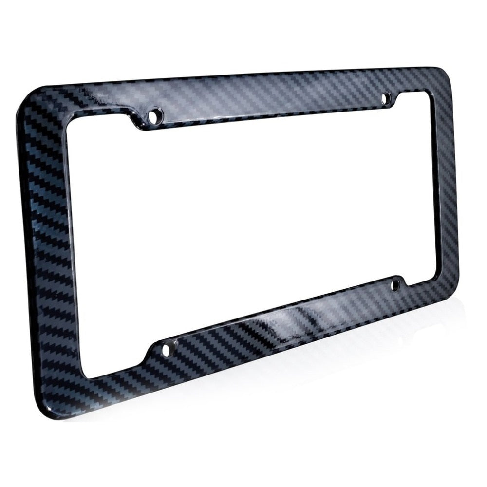 Premium Carbon Fiber Black Vehicle License Plate Holder Frame