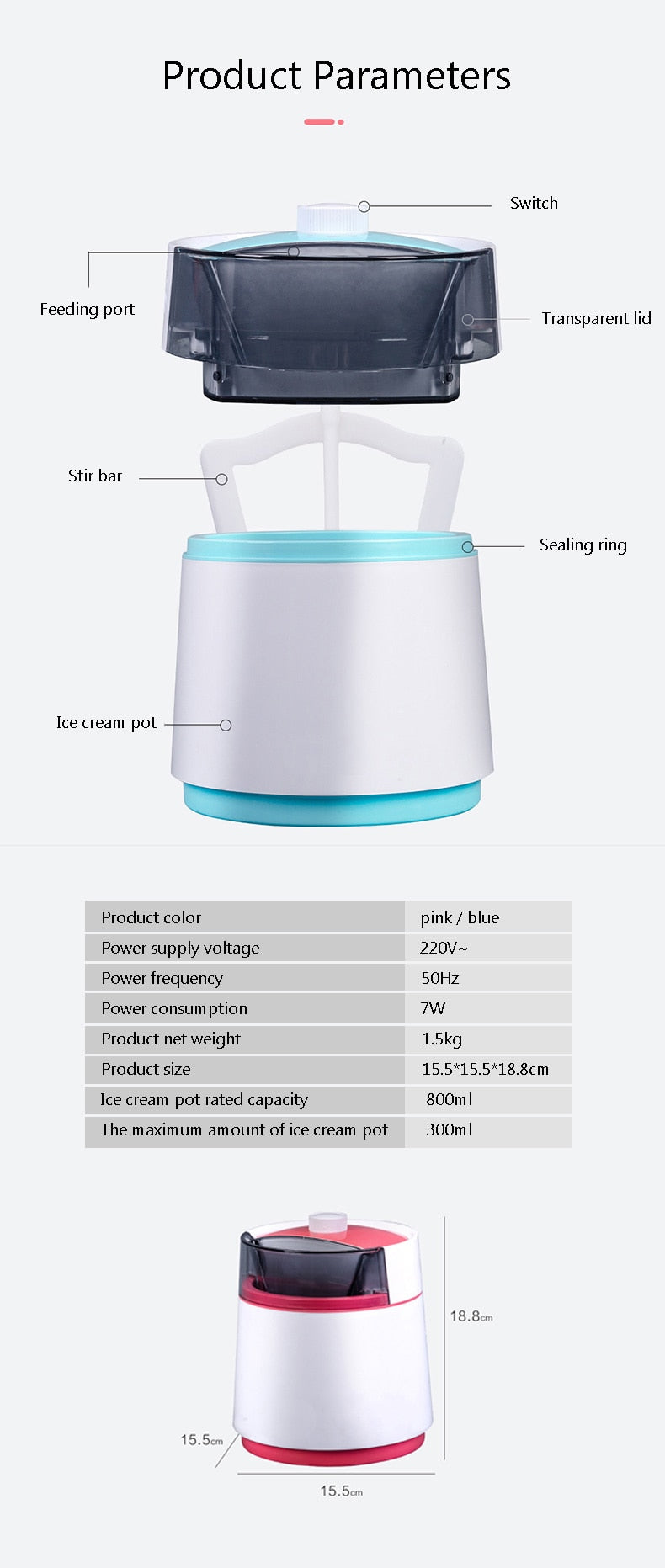 Premium Home Electric Ice Cream Maker Machine