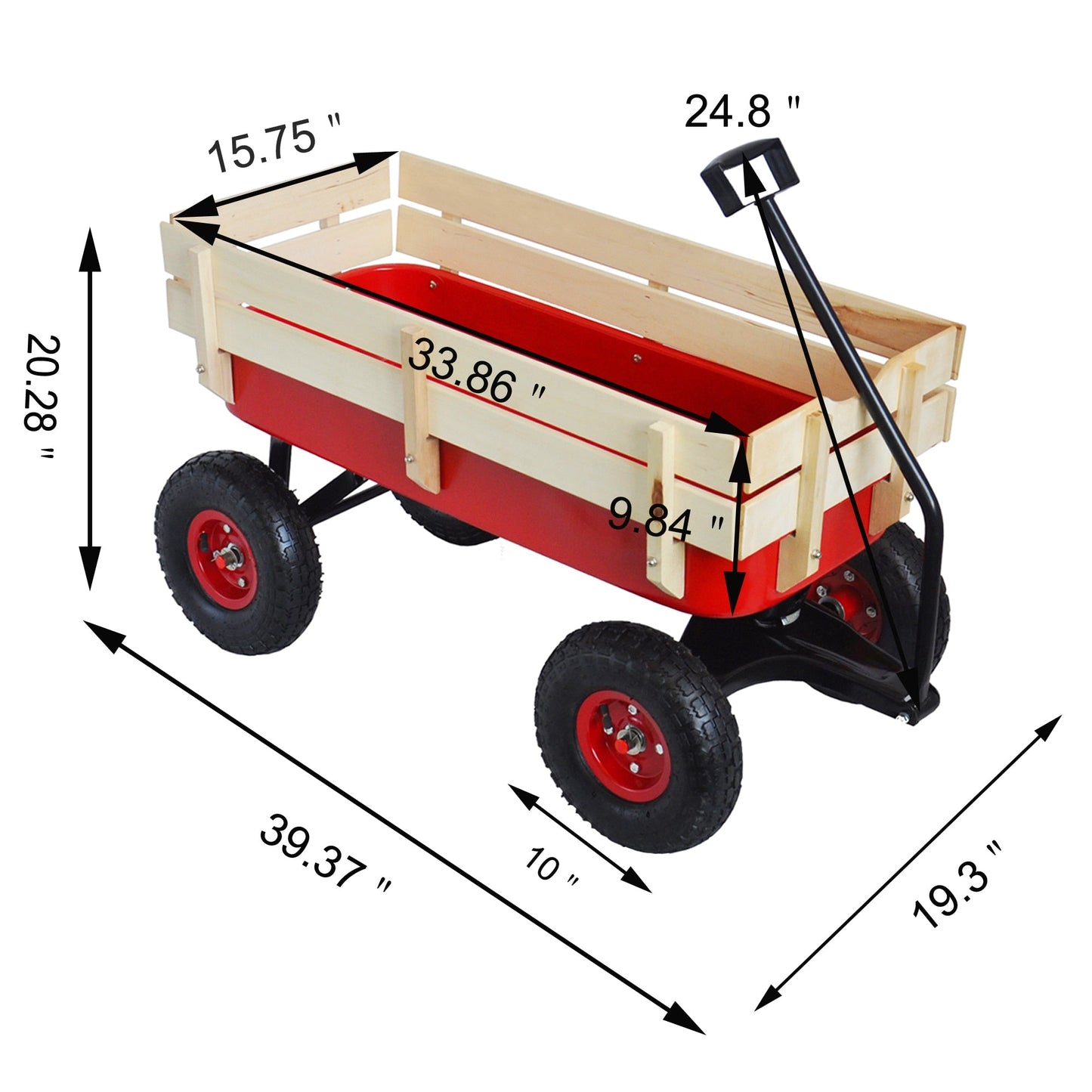 Heavy Duty Outdoor Foldable Kids Red Wagon