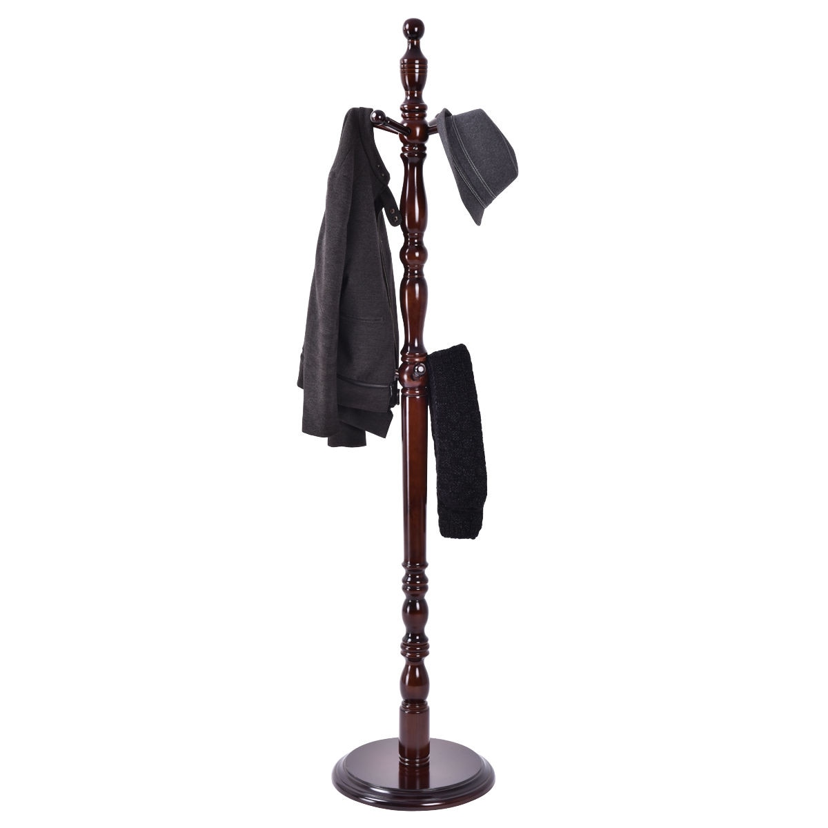 Wooden FreeStanding Entryway Coat Hanger Rack With 8 Hooks